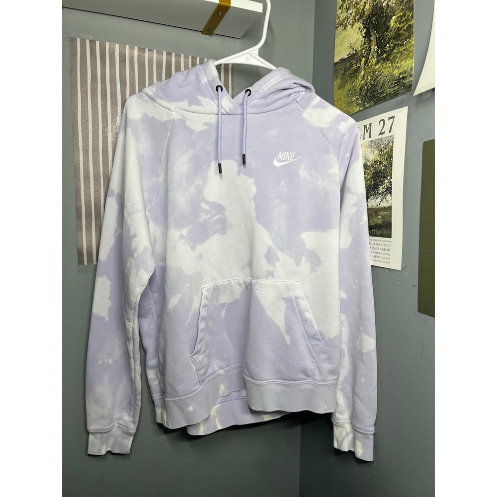 Nike Custom Bleach Dye Lavender Hoodie Womens Medium Purple White Pullover